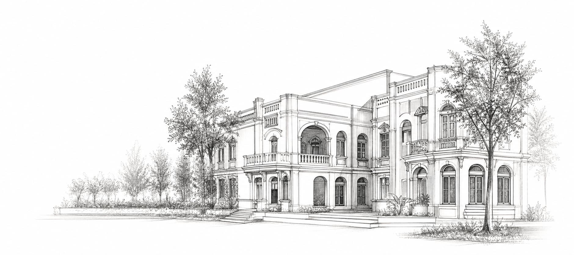Architectural illustration of a heritage cultural academy building