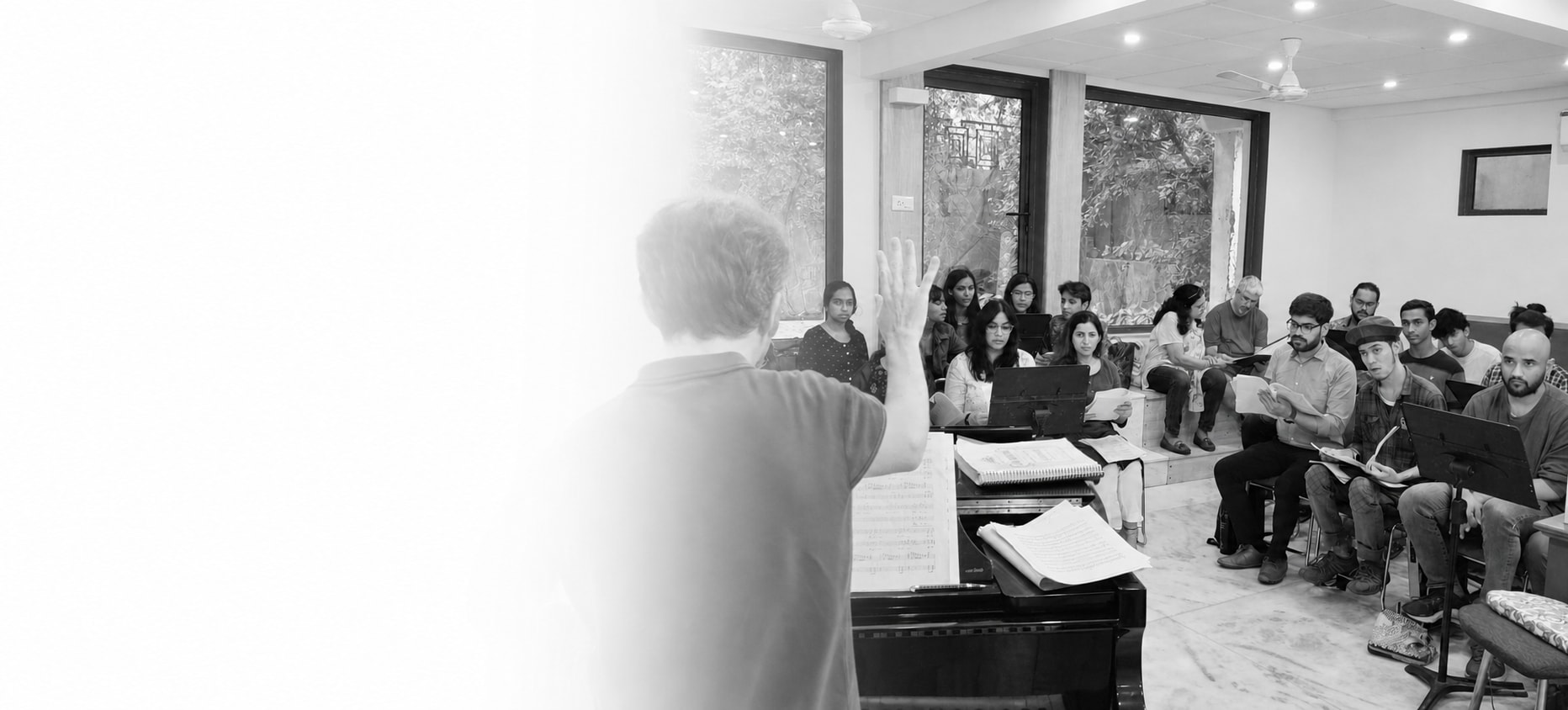 The Neemrana Music Foundation singers rehearsing with their conductor